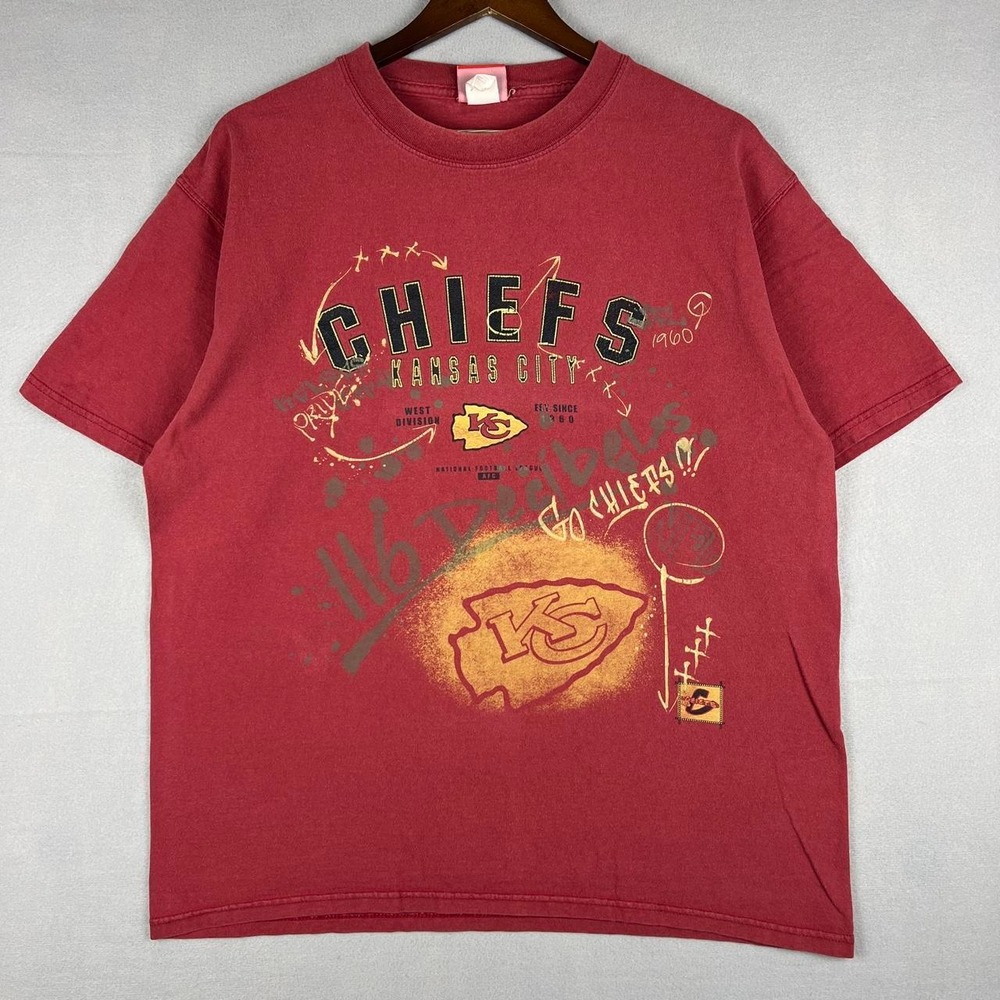 Kansas City Chiefs Red Playbook Style NFL Football Red Tee Shirt L
